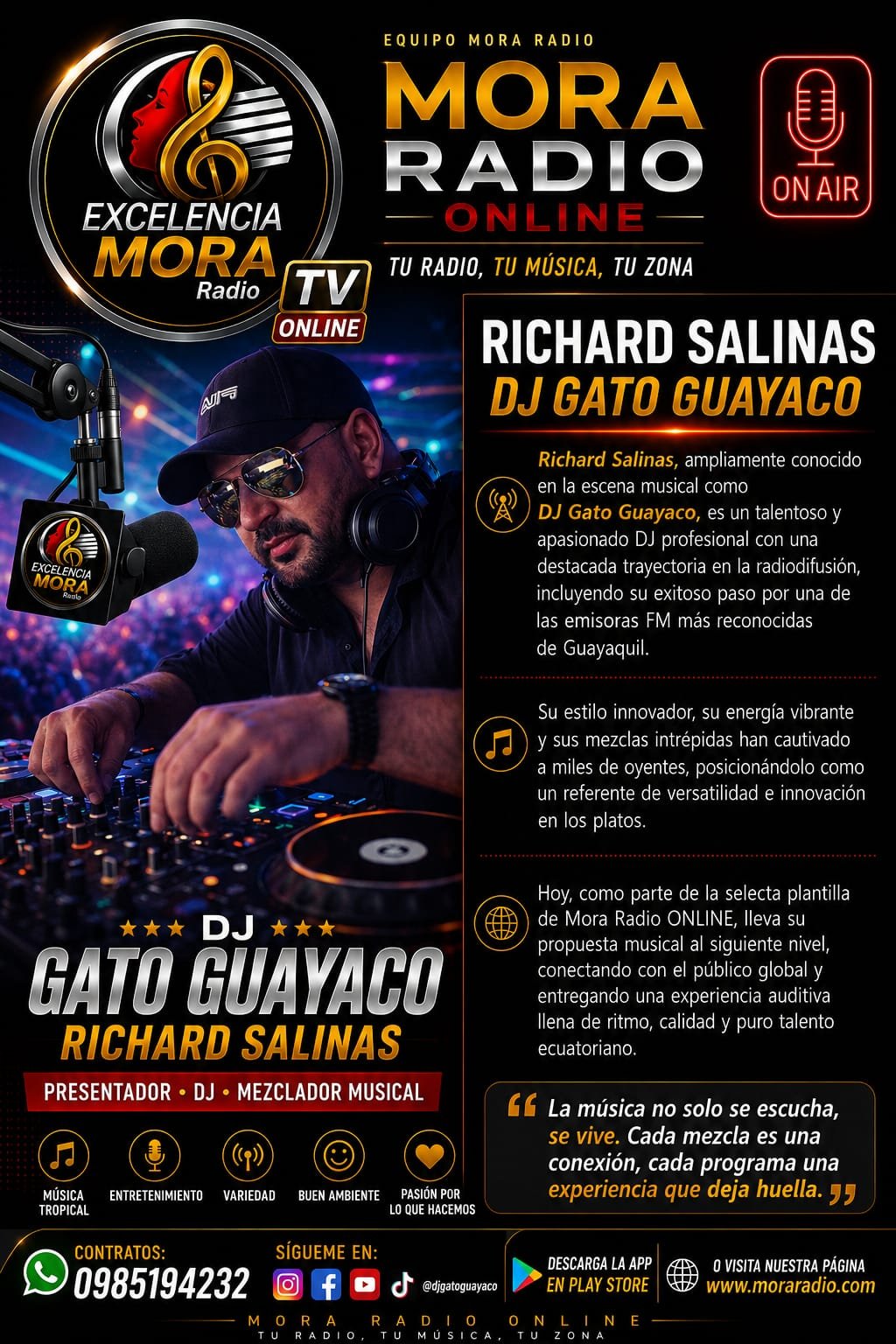 Richard Salinas, DJ Gato Guayaco, durante una presentación musical